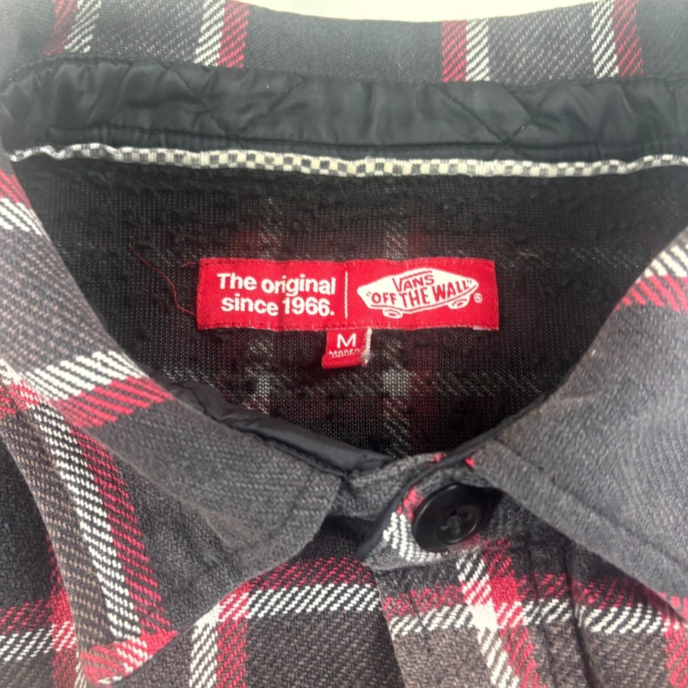 Vans off The Wall Flannel Shacket Mens M Black Red Plaid Lined Pockets Button-Up - Picture 6 of 11